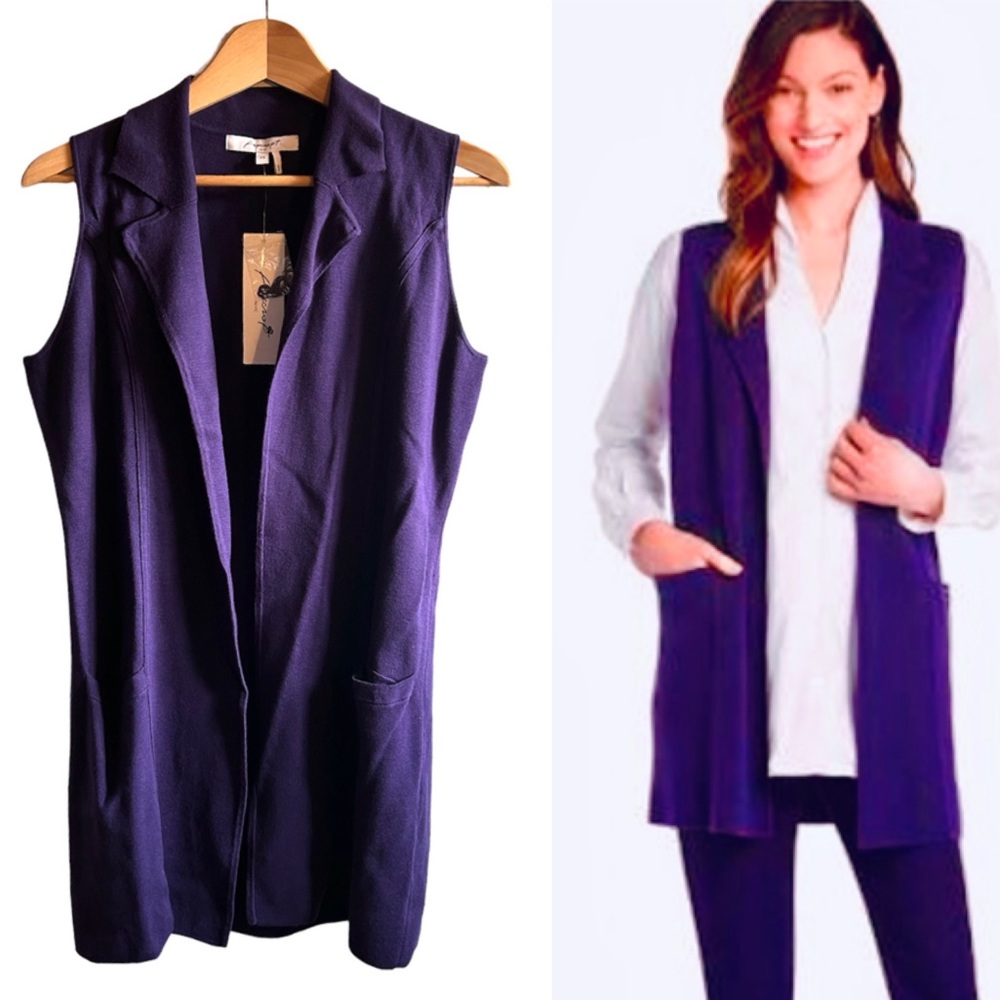 Foxcroft Jodi sleeveless open cardigan in Rum Raisin, runs large, NWT